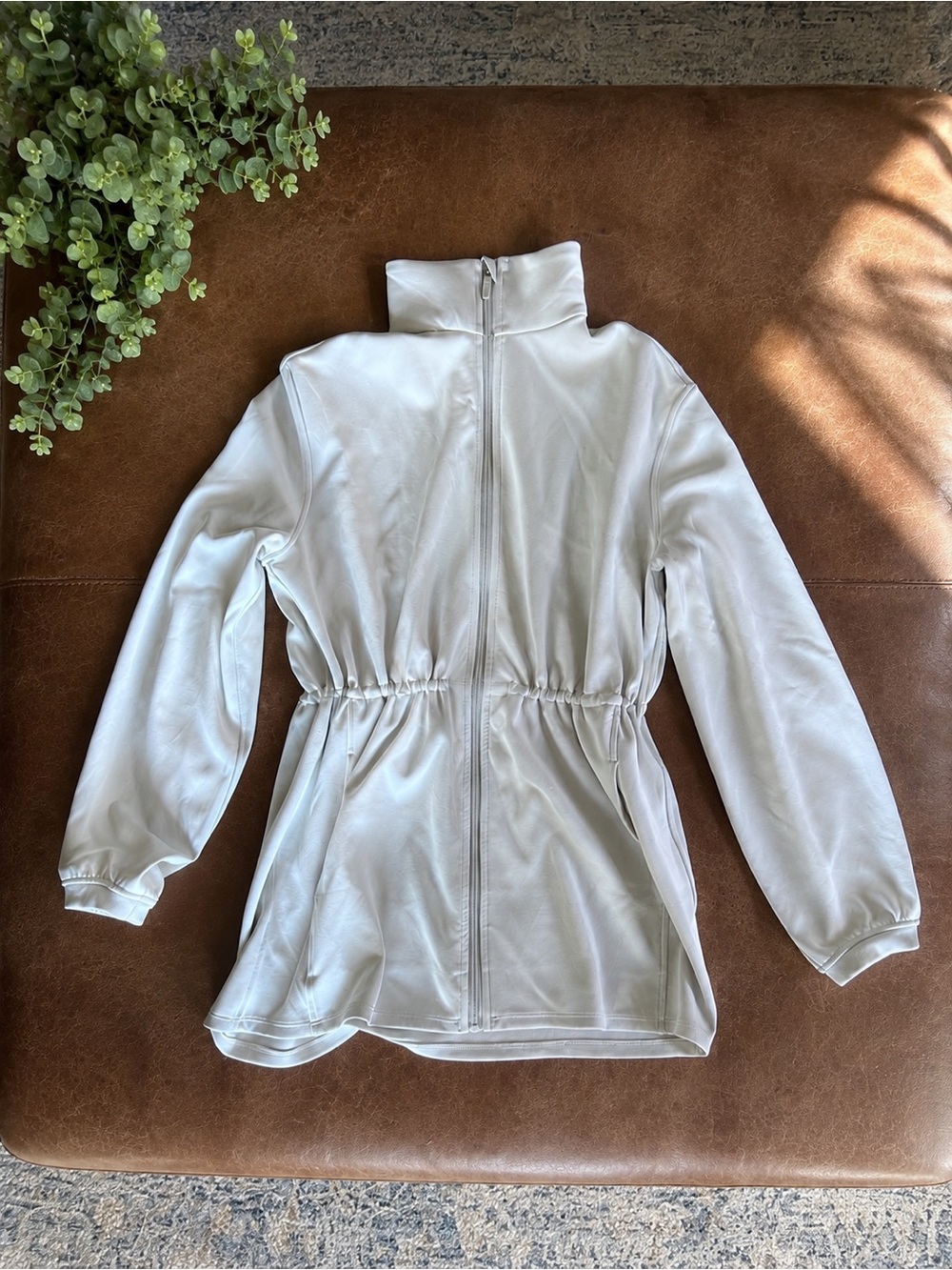 lululemon athletica Light Cream Zip-Up Utility Jacket with Drawstring Waist